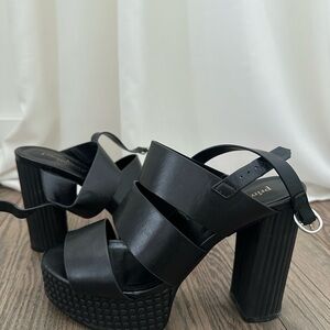 Black Platform Heeled Sandals